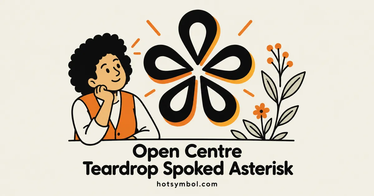 Illustration of the Open Centre Teardrop Spoked Asterisk symbol