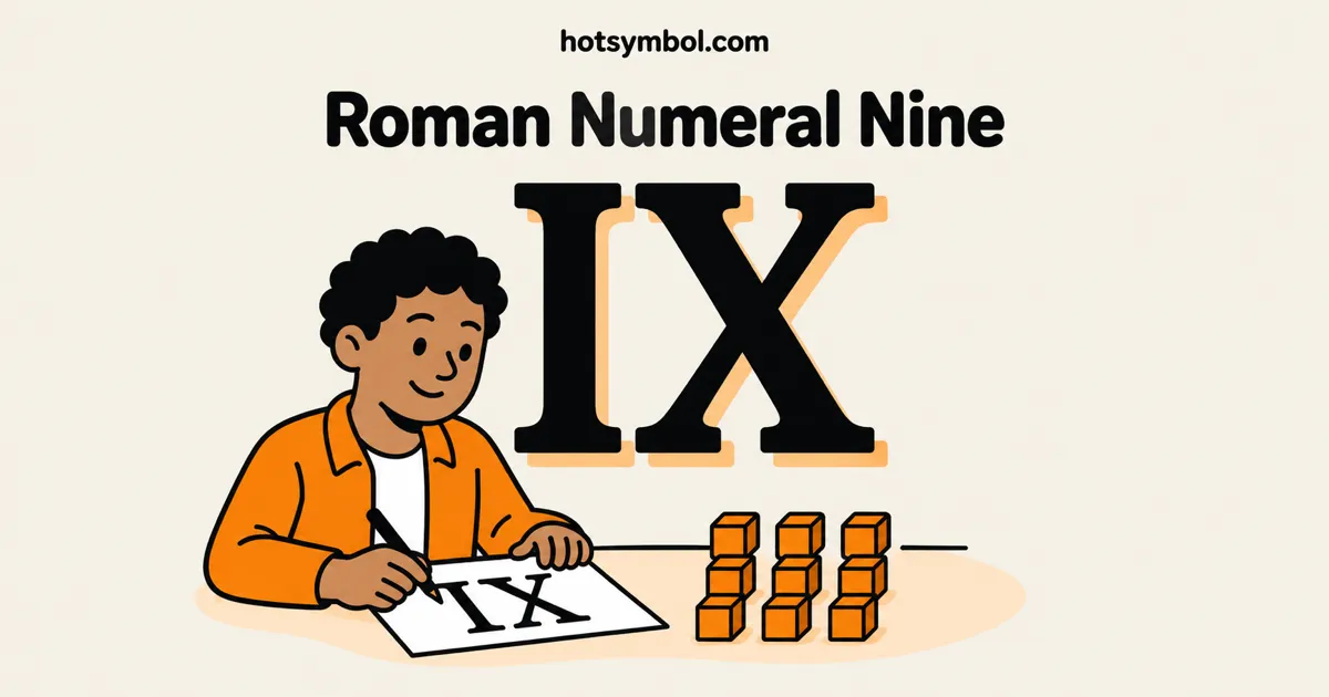 Illustration of the Roman Numeral Nine symbol