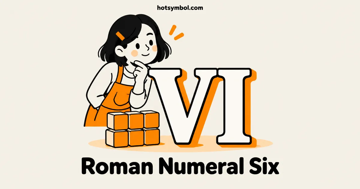 Illustration of the Roman Numeral Six symbol