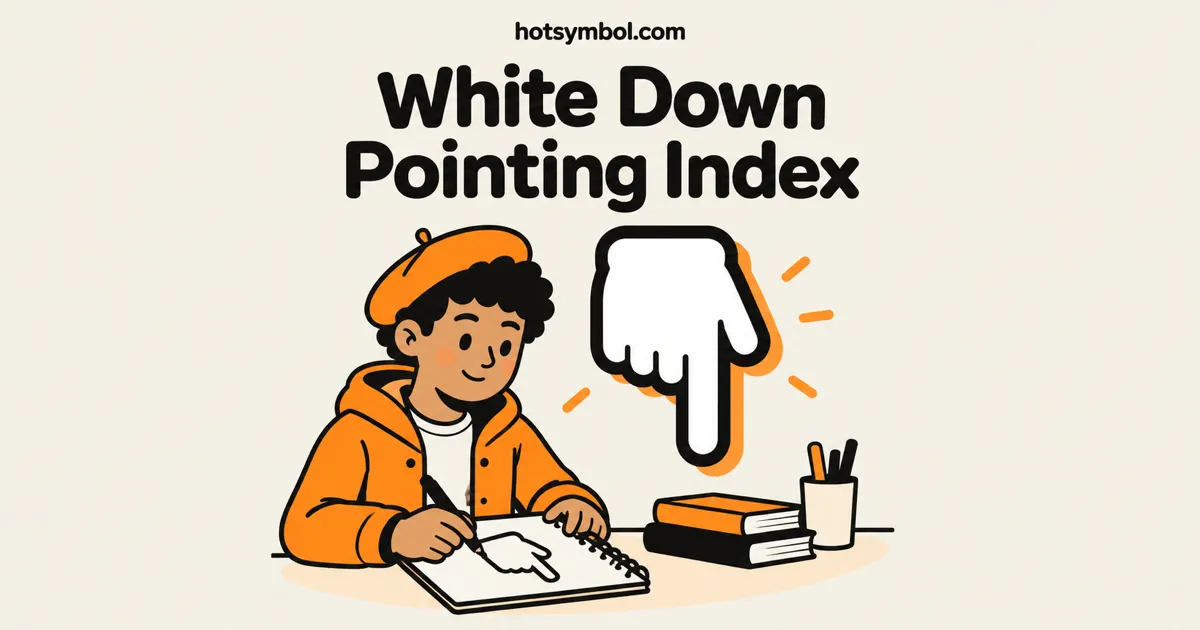 Illustration of the White Down Pointing Index symbol